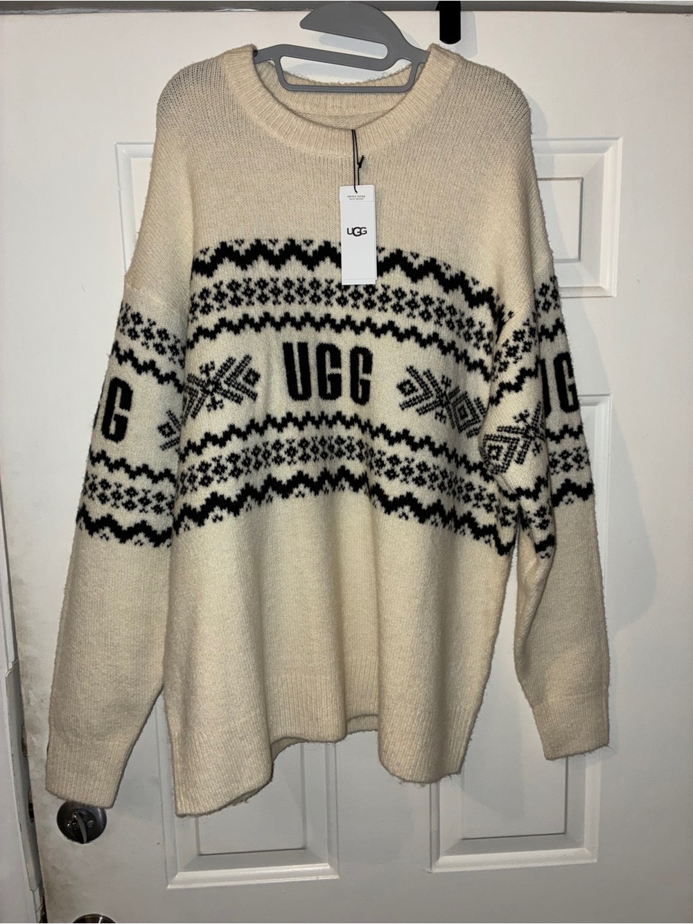 UGG Cream and Black Fair Isle Crewneck Sweater